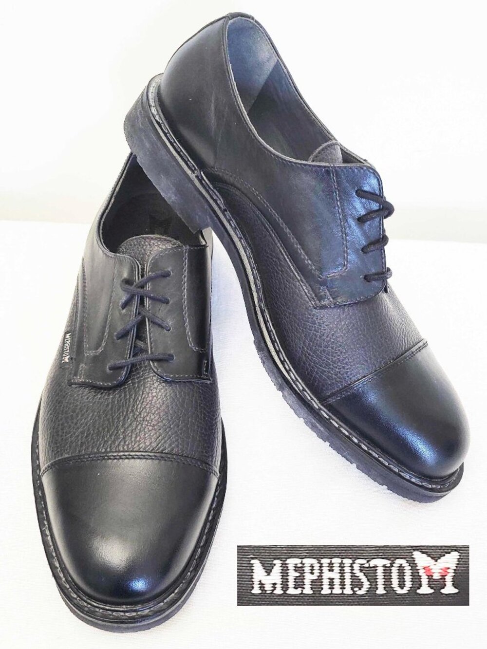 Mephisto Men's Melchior Black Leather Cap toe Oxford Shoes Goodyear Welt 9.5
